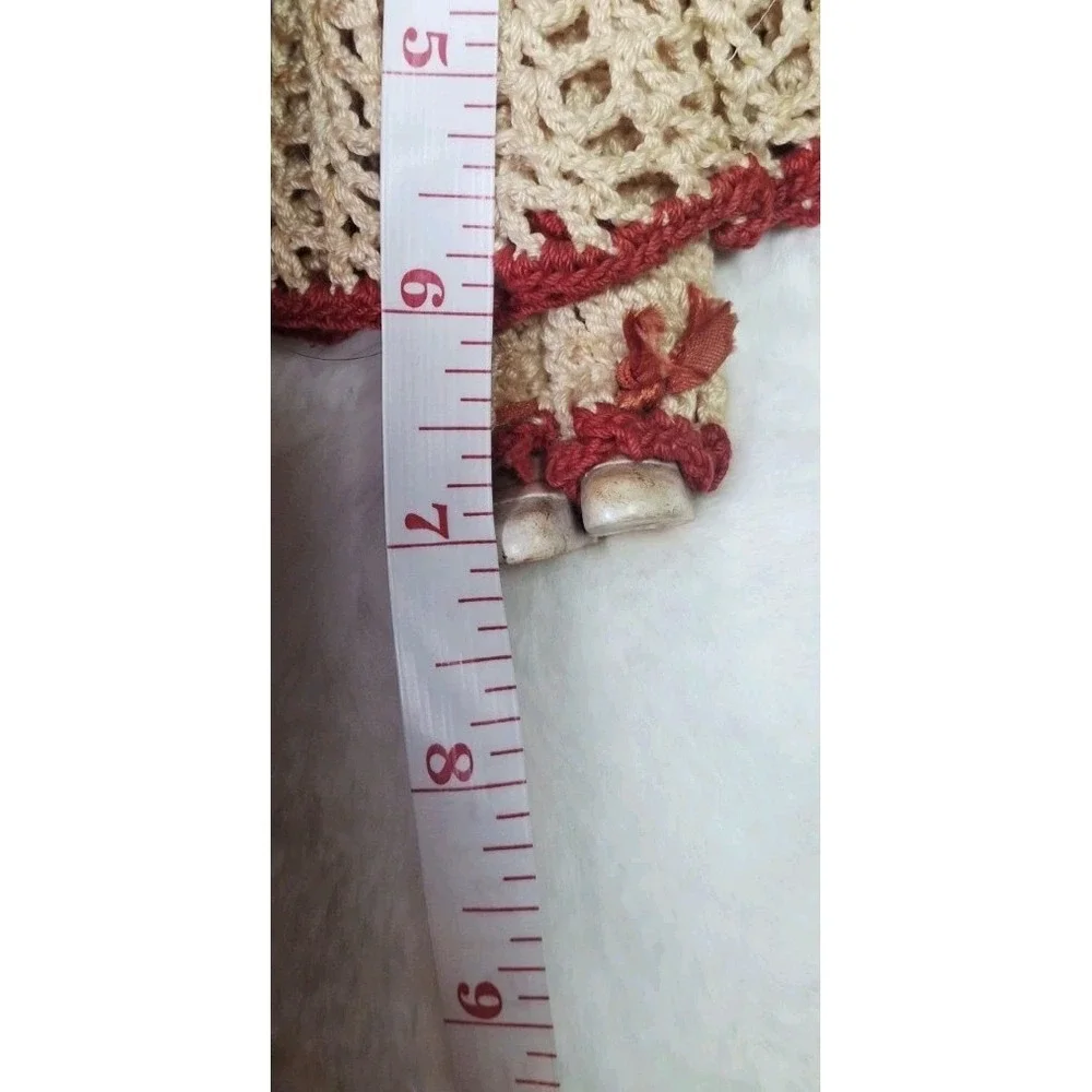 VTG Little Red Riding Hood Doll & Crochet Handmade Crochet Cape Dress Pants RARE